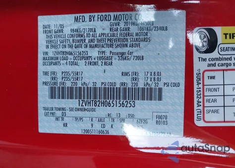 2006 Ford Mustang Gt from USA, damaged, VIN 1ZVHT82H065156253